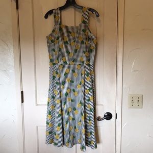 Women’s Plaid Pineapple Print Pinup Style Dress